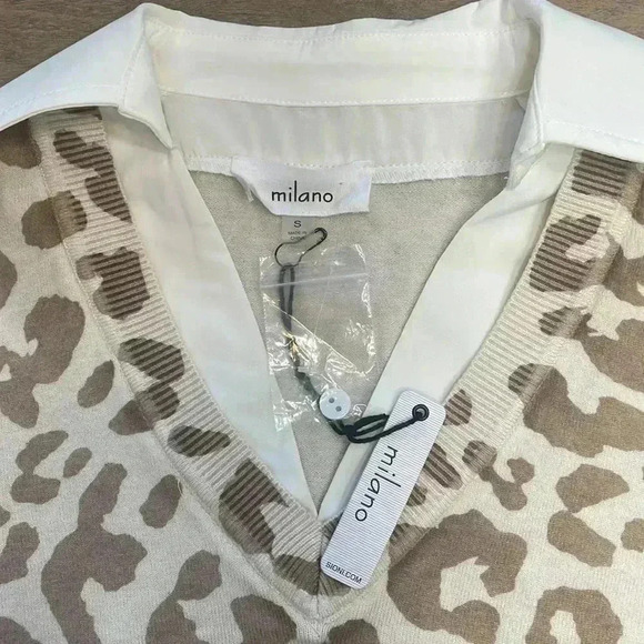 NWT Milano sweater with blouse collar, size Small - Picture 2 of 6